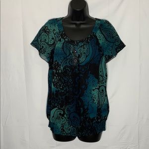 Apt. 9 geometric print flutter sleeve top